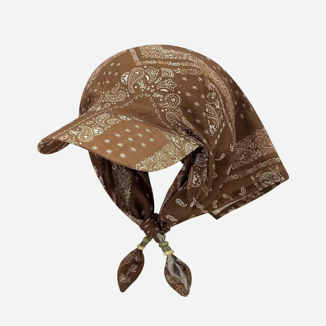 Retro Cashew-Print Beaded Tie-Band Headscarf Hat For Women