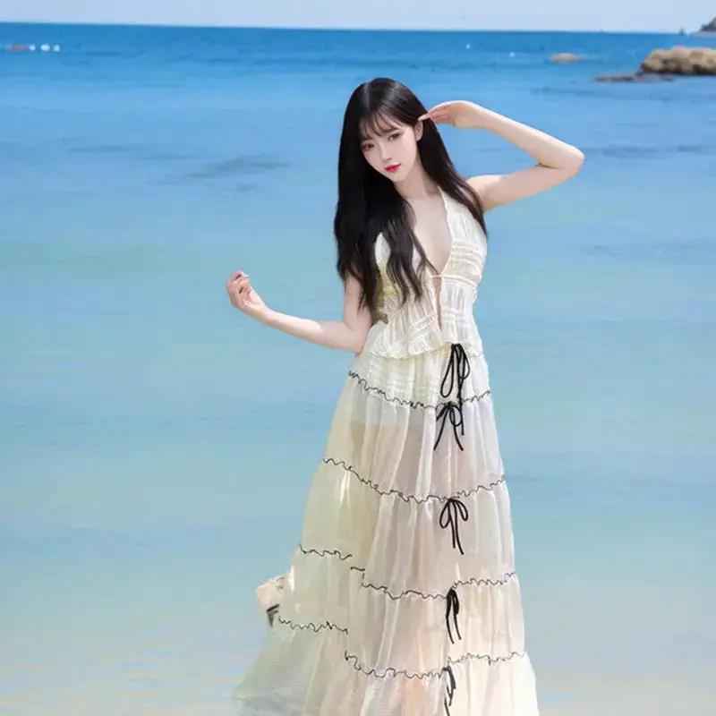 Sexy Backless Halter-neck Dress Ultra-fairy For The Beach