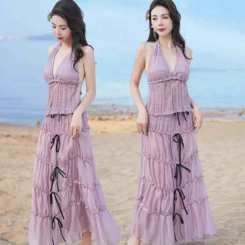 Sexy Backless Halter-neck Dress Ultra-fairy For The Beach
