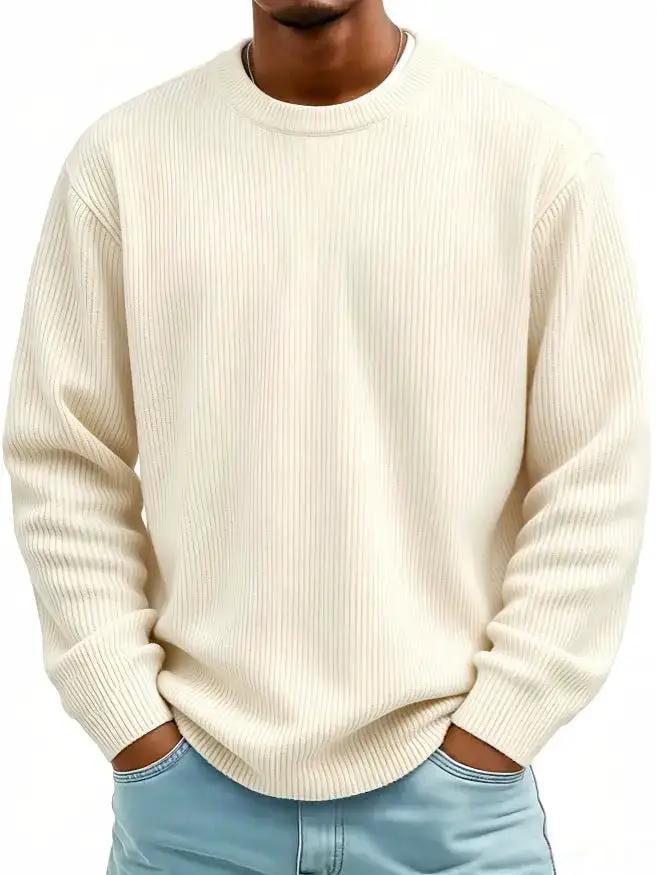 Mens Casual Long-sleeve Crew-neck Corduroy Sweatshirt by Dropshipman