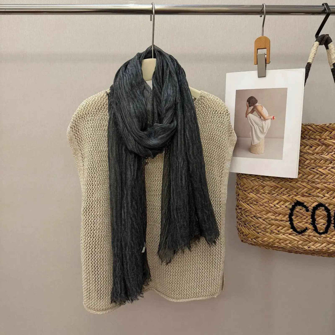 New-style Distressed Pleated Cotton-linen Warm Scarf
