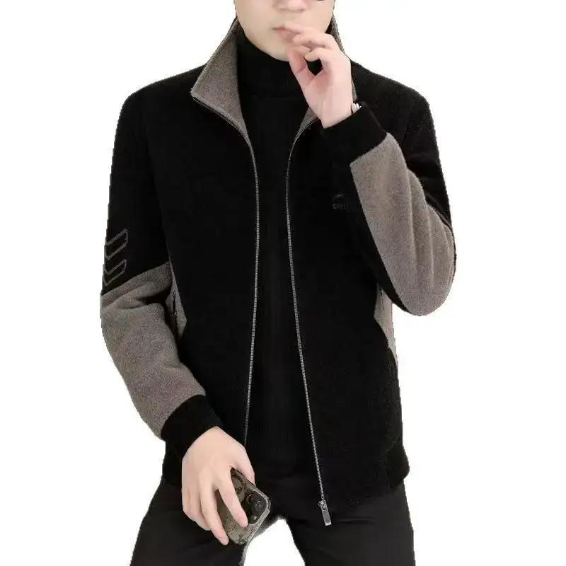 Mens Stand-Neck Jacket With Fleece Lining And Thickened Outerwear by Dropshipman