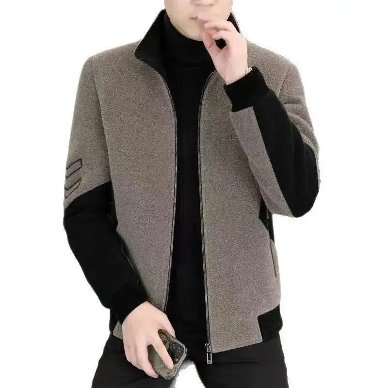 Mens Stand-Neck Jacket With Fleece Lining And Thickened Outerwear by Dropshipman
