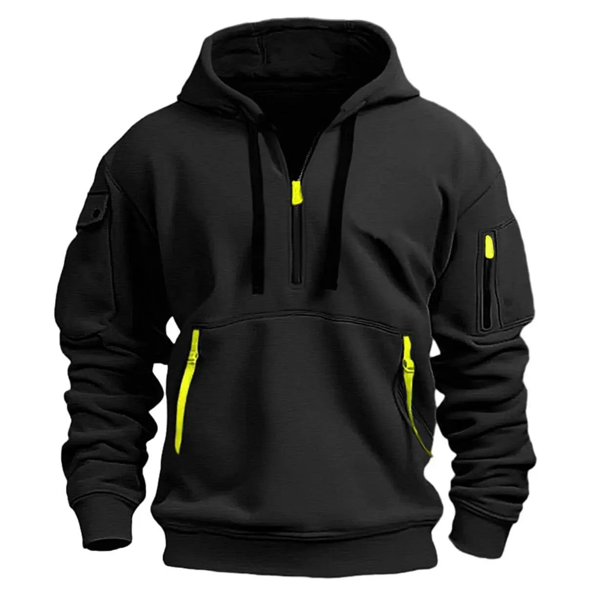 Black dropped shoulder hooded sweatshirt for men and women, plus size, loose fit, casual pullover by Dropshipman.