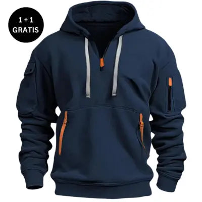 Black dropped shoulder hooded sweatshirt for men and women, plus size loose pullover style by Dropshipman.