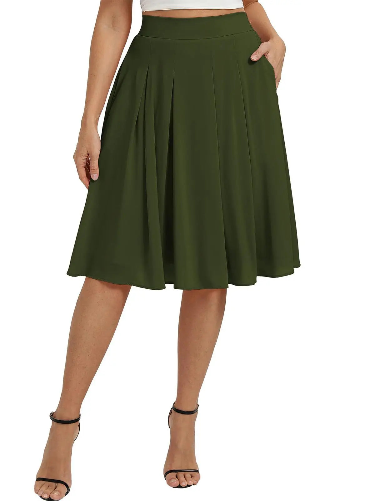 Black commuter slimming skirt with pockets for women, featuring a slim fit and functional design by Dropshipman.