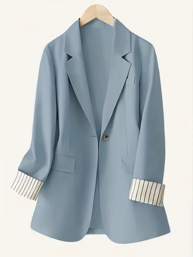 Black European and American commuter casual blazer by Dropshipman, featuring a solid color and tailored fit.