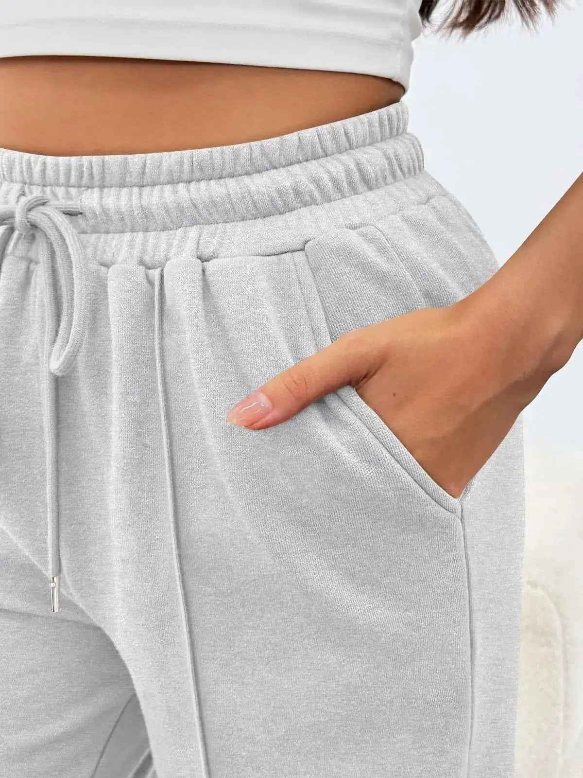 High-waisted Wide-leg Loose-fit Casual Womens Athletic Trousers