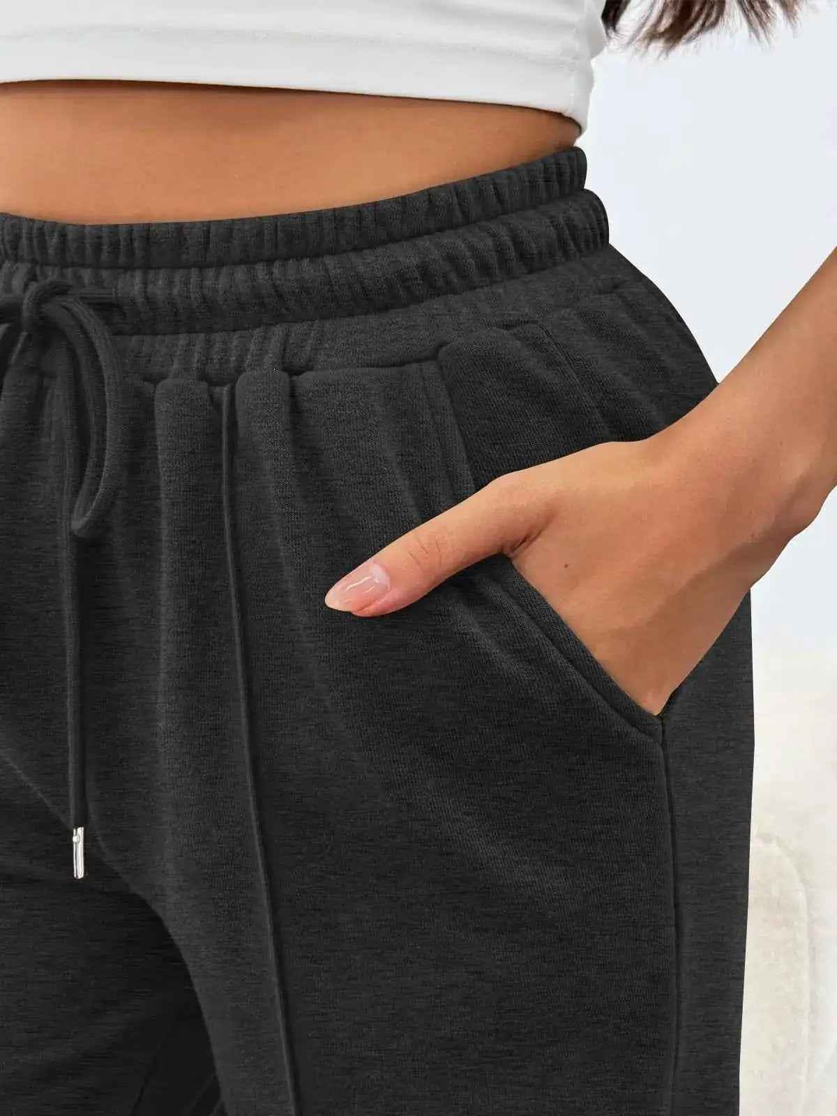 High-waisted Wide-leg Loose-fit Casual Womens Athletic Trousers