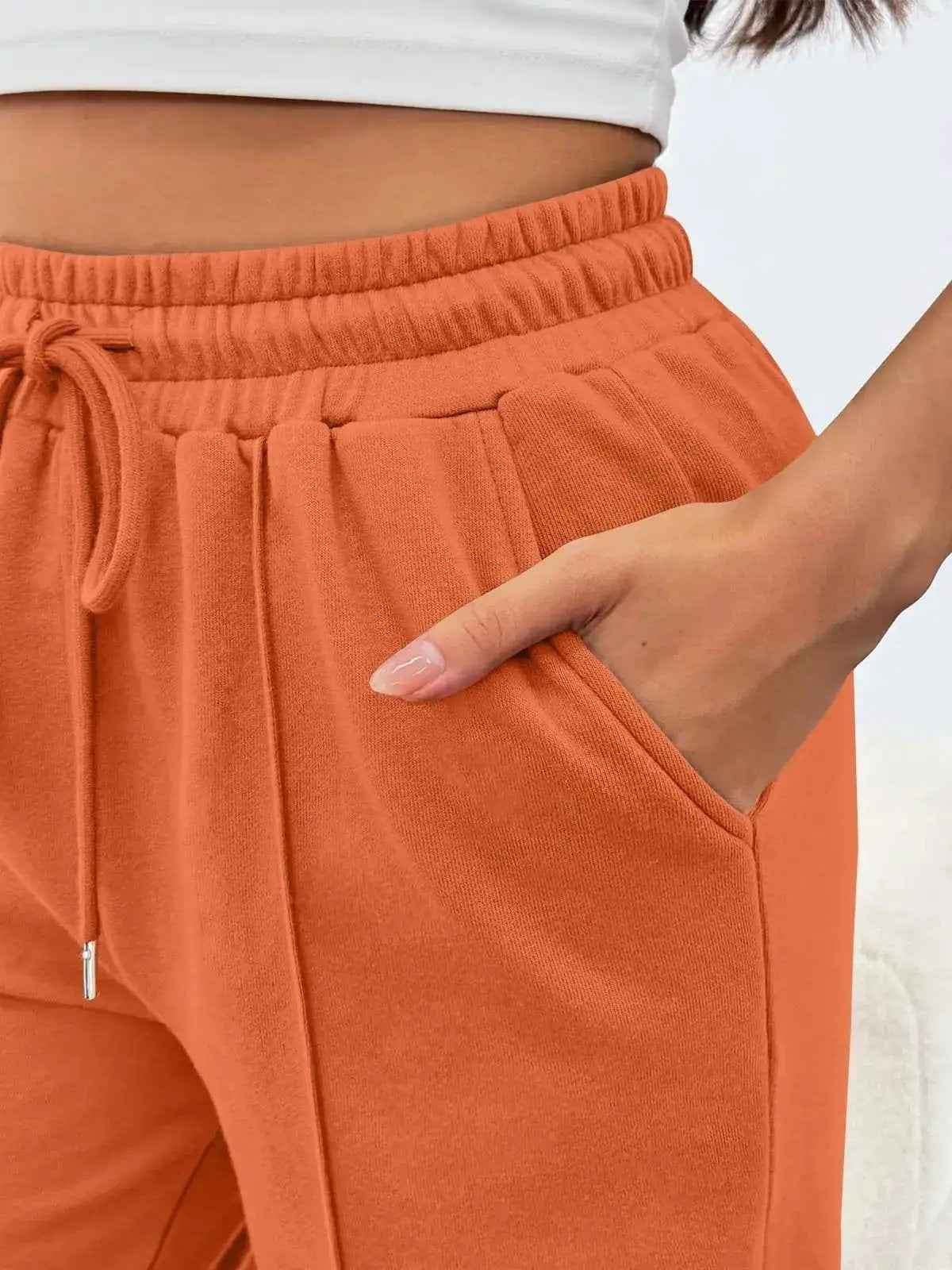 High-waisted Wide-leg Loose-fit Casual Womens Athletic Trousers