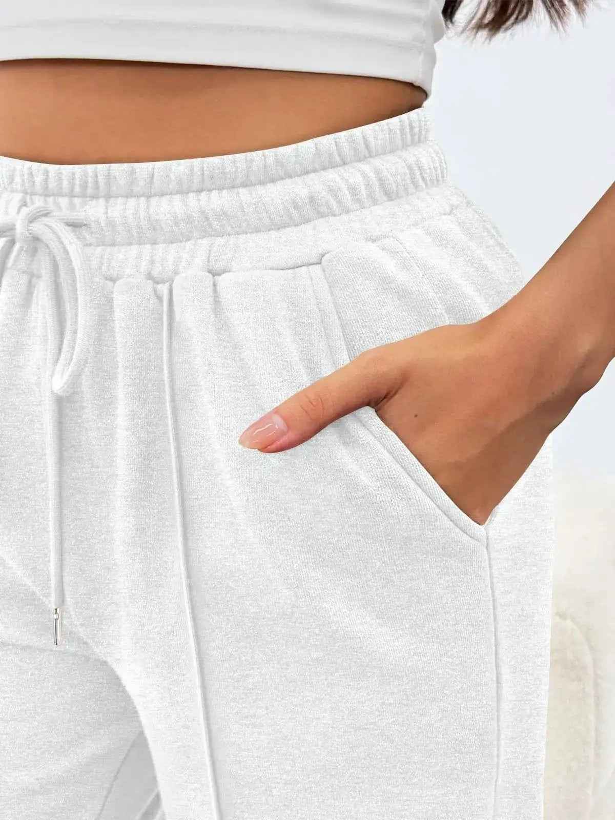 High-waisted Wide-leg Loose-fit Casual Womens Athletic Trousers