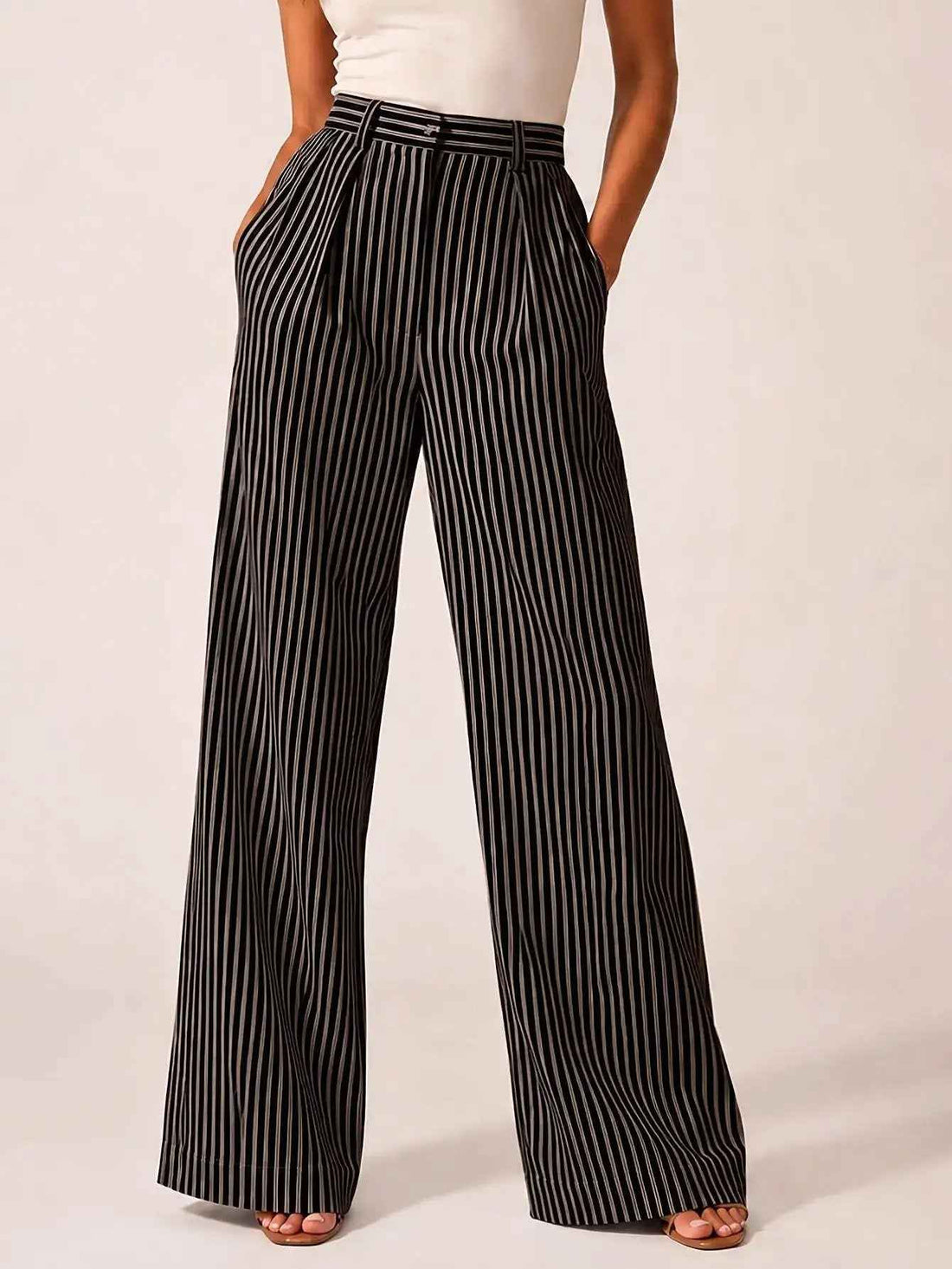 Stylish Striped Versatile Wide-leg Relaxed-fit Suit Trousers