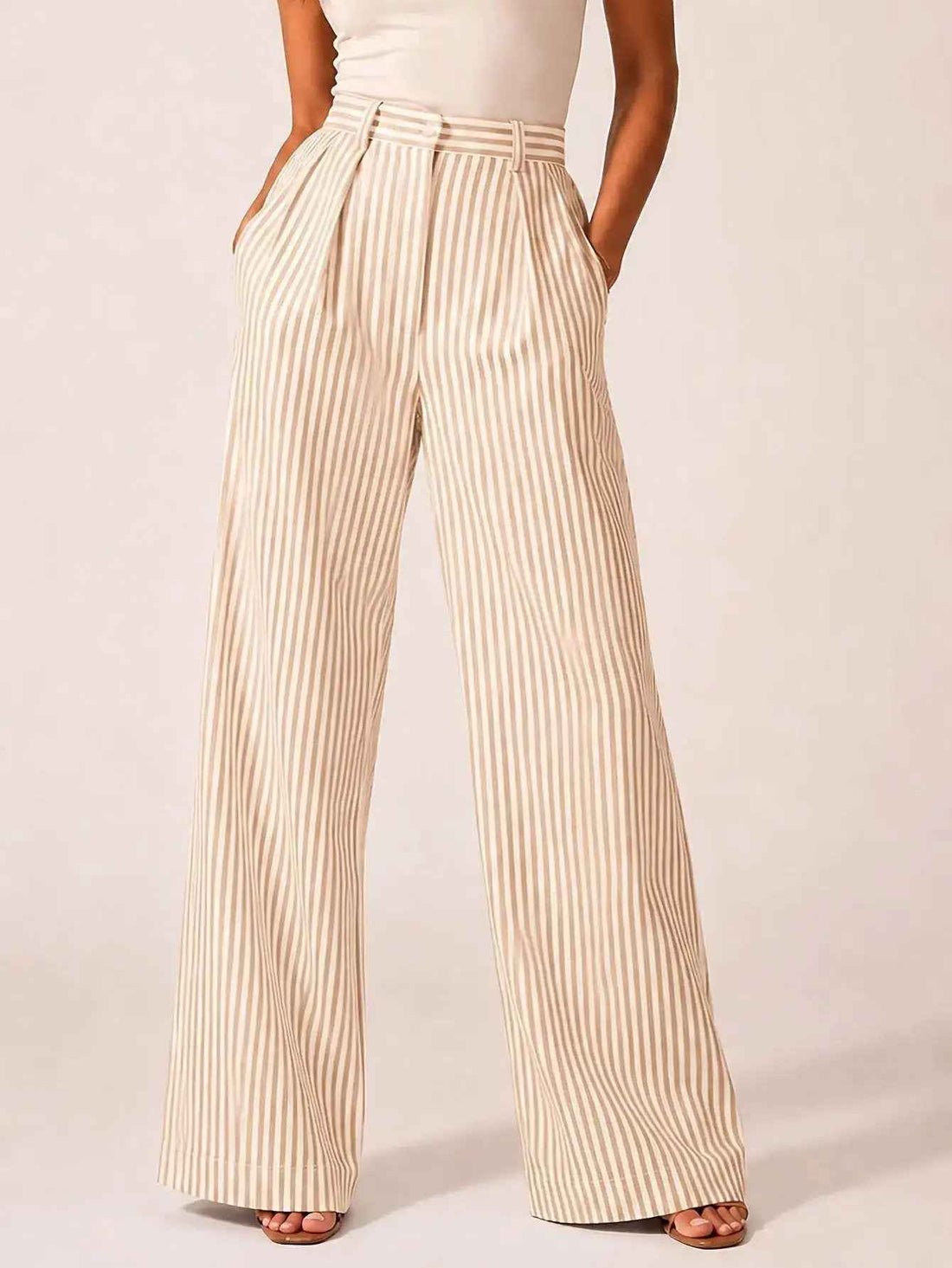 Stylish Striped Versatile Wide-leg Relaxed-fit Suit Trousers