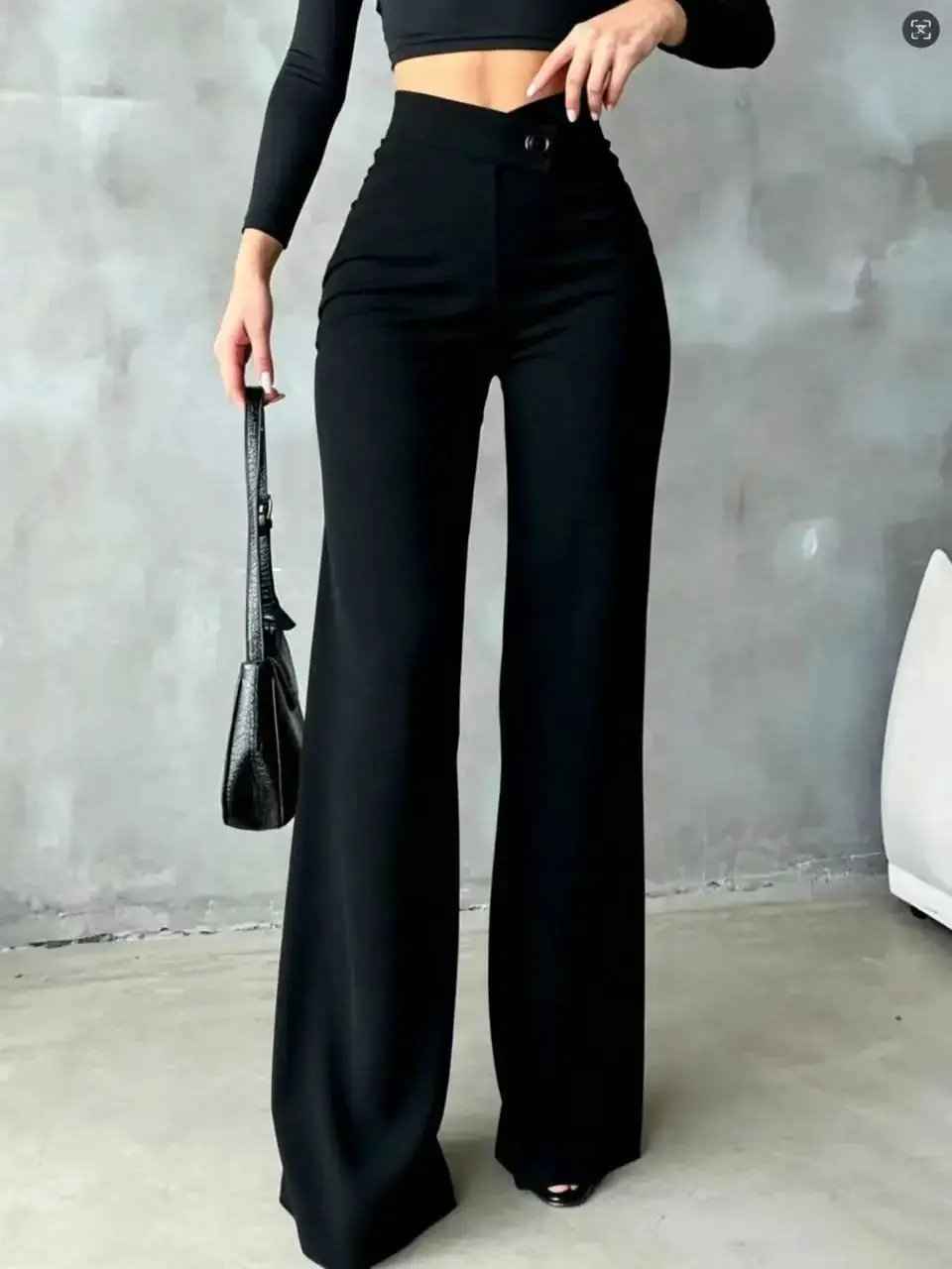 Womens New High-waisted Draping Straight-leg Minimalist Crossover Suit Pants