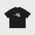 Plus-size black cotton zip-up T-shirt with a Shiba Inu dog print, casual summer style for couples by Dropshipman.