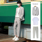 Black slim-fit suit jacket from Dropshipman, perfect for spring and autumn casual or versatile occasions.