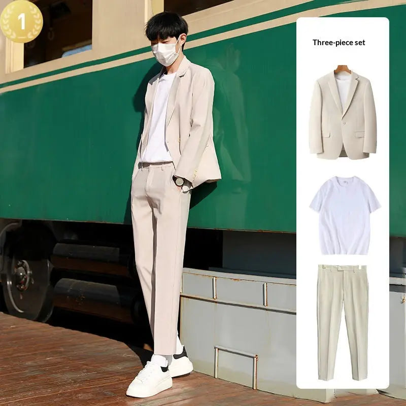 Black slim-fit suit jacket from Dropshipman, perfect for spring and autumn casual and versatile styling.