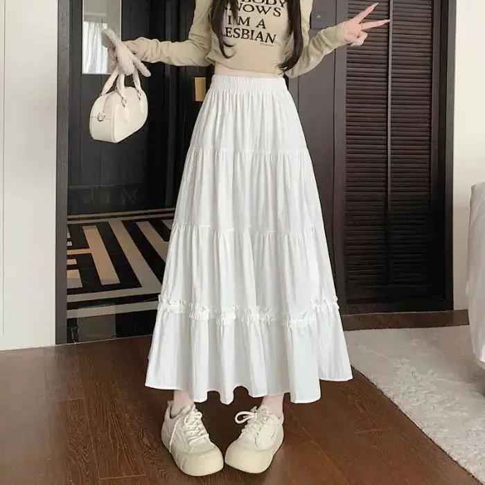 Ruffle-detail Cake Skirt Womens Summer High-waisted Style