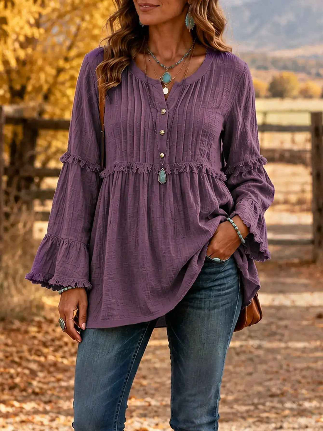 Lace-trimmed Loose-fit Shirt With Tassel Patchwork Top