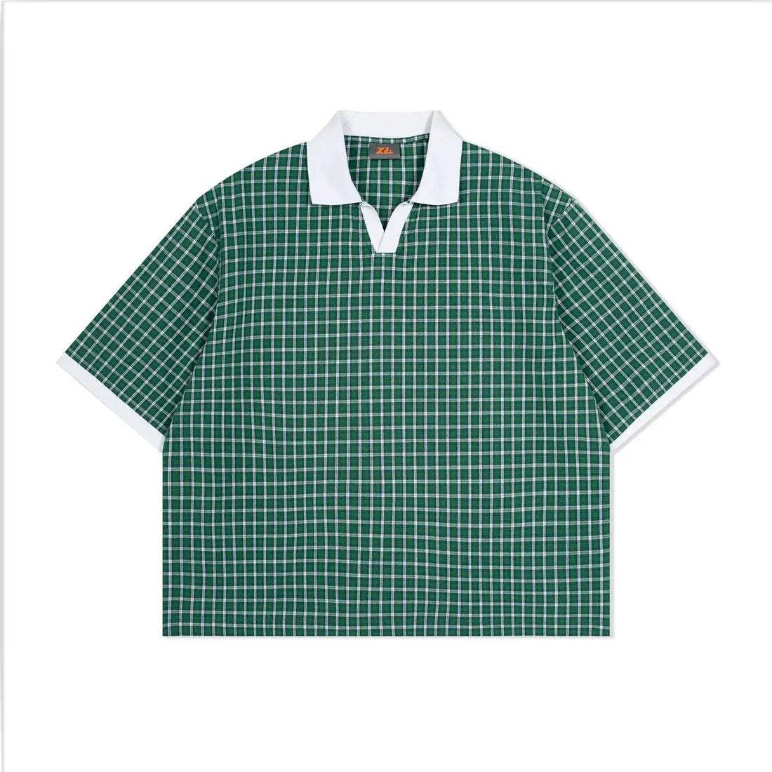 Mens Summer Thin Color-Block Plaid Lapel Short-Sleeve Shirt by Dropshipman