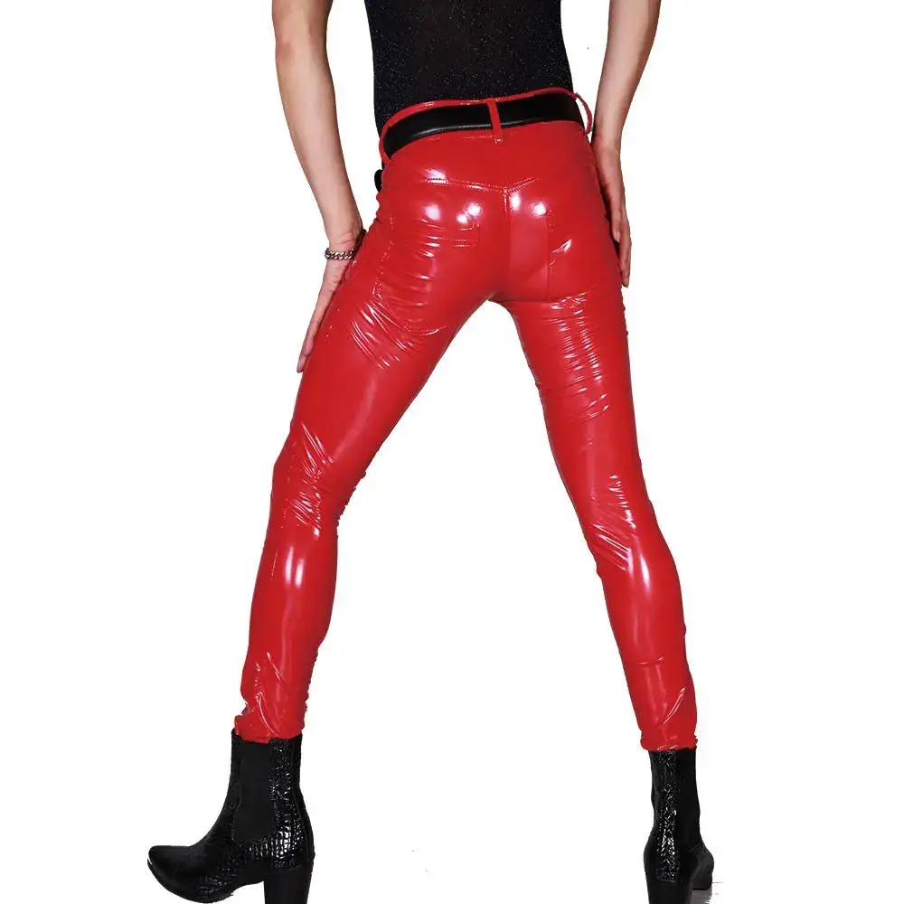Mens Mirrored PU Latex Faux Leather Pants by Dropshipman