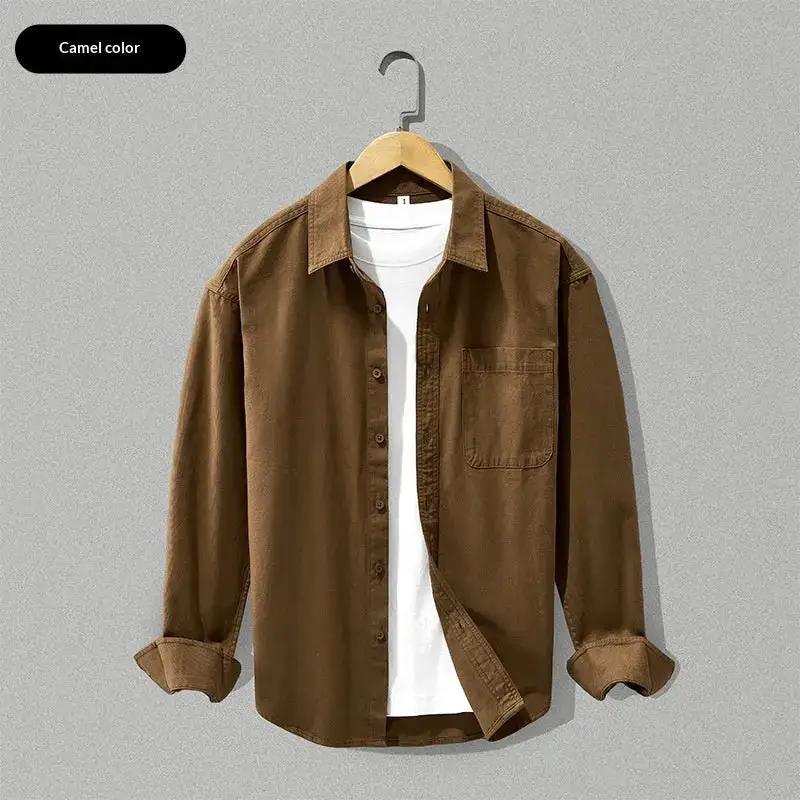 Loose-fitting Versatile Long-sleeve Cotton Shirt by Dropshipman