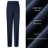 Dark blue mens dress pants by Dropshipman, drapey fabric, suitable for business casual and formal wear, shown on a model