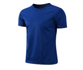 Dropshipman dark blue birds-eye quick-drying crew-neck short-sleeve T-shirt displayed on a model.