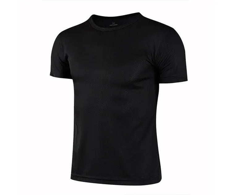Dark blue Birds-eye quick-drying crew-neck short-sleeve T-shirt from Dropshipman, showing the fabric texture and fit.