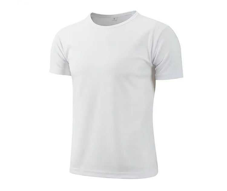 Dark blue Birds-eye quick-drying crew-neck short-sleeve T-shirt by Dropshipman, shown flat with short sleeves and breathable fabric.