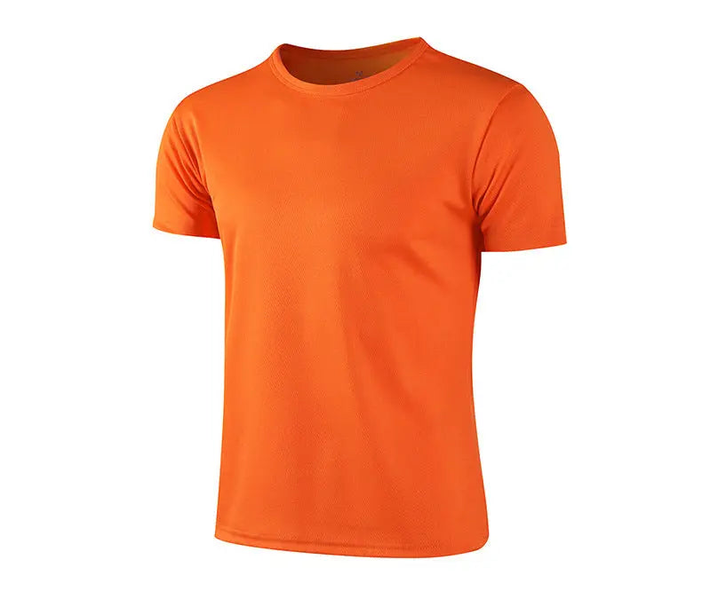 Dark blue Birds-eye quick-drying crew-neck short-sleeve T-shirt by Dropshipman, showing the breathable textured fabric and casual fit.