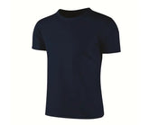 Dark blue Birds-eye quick-drying crew-neck short-sleeve T-shirt by Dropshipman, showcasing a comfortable, lightweight casual top.
