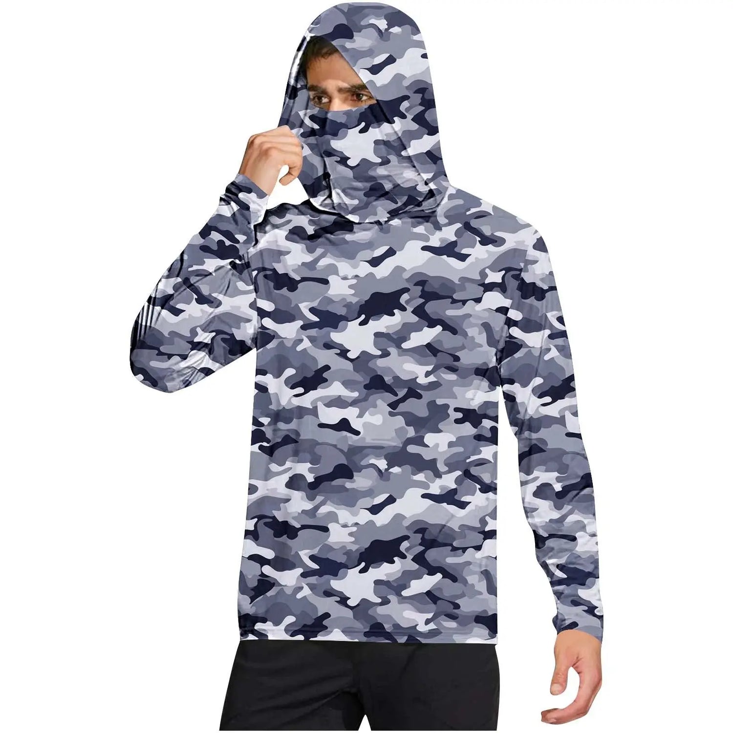 Dark gray camouflage outdoor climbing ice-silk sun-protection clothing from Dropshipman, suitable for cross-border sports activities.