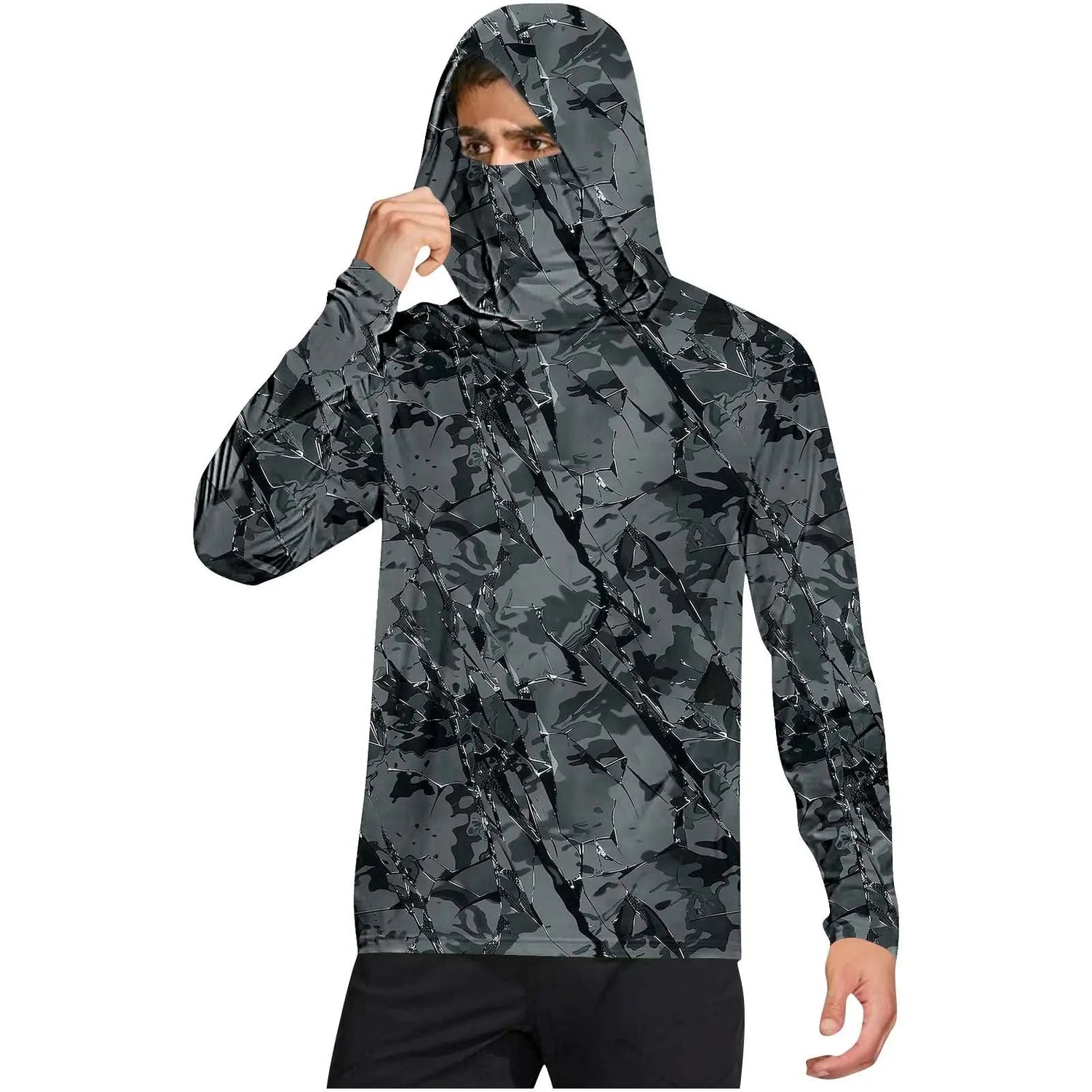 Dark gray camouflage outdoor climbing ice silk sun-protection clothing by Dropshipman for cross-border outdoor sports and adventures.