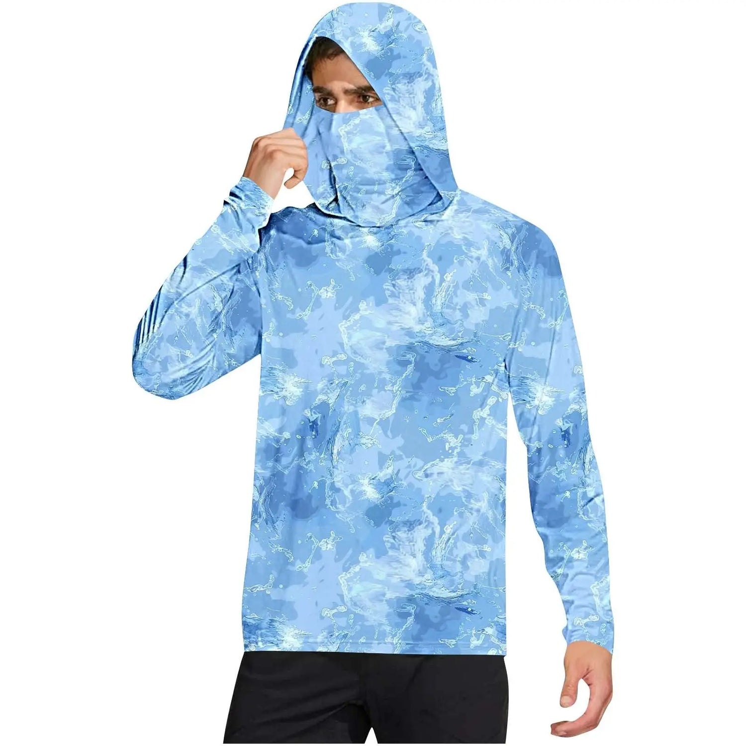 Dark gray camouflage outdoor climbing ice silk sun-protection clothing by Dropshipman, designed for cross-border sports and outdoor activities.