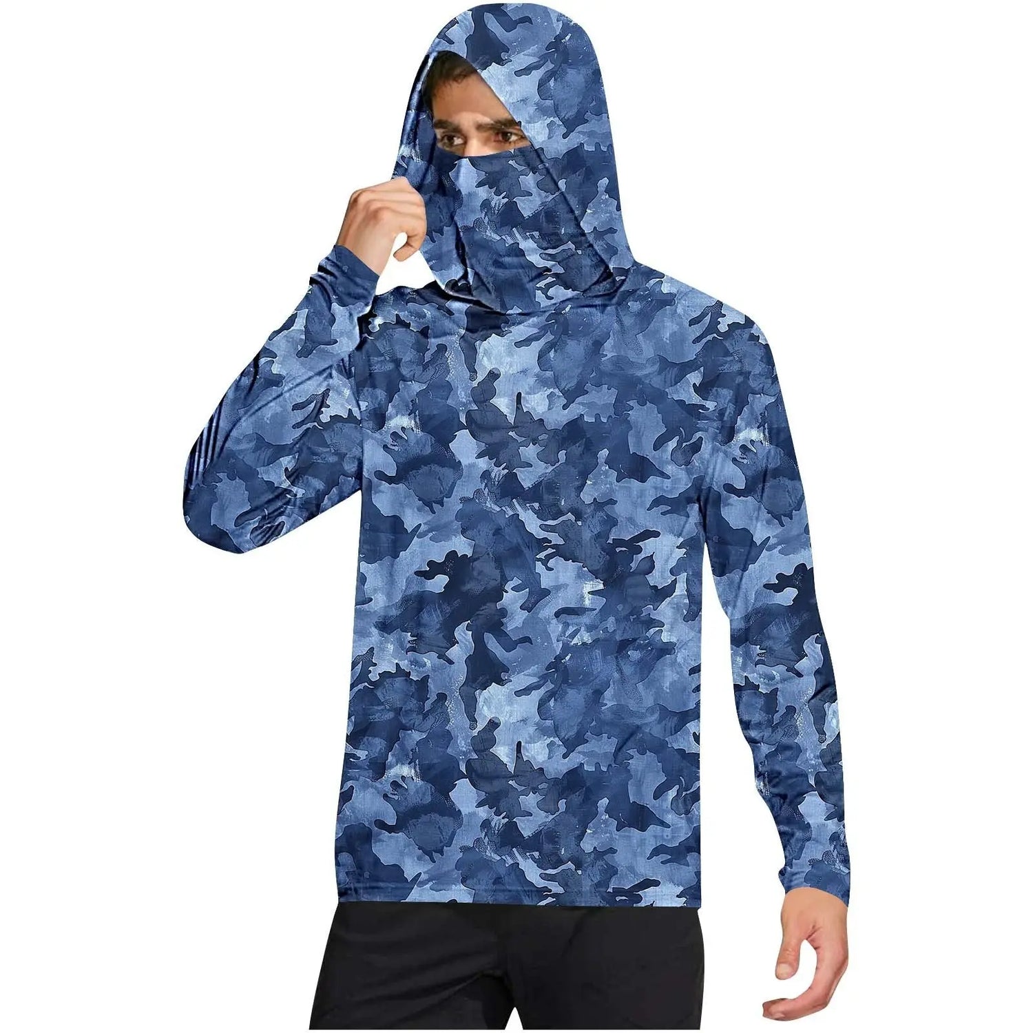 Dark gray camouflage outdoor climbing ice-silk sun-protection clothing by Dropshipman for cross-border sports activities.