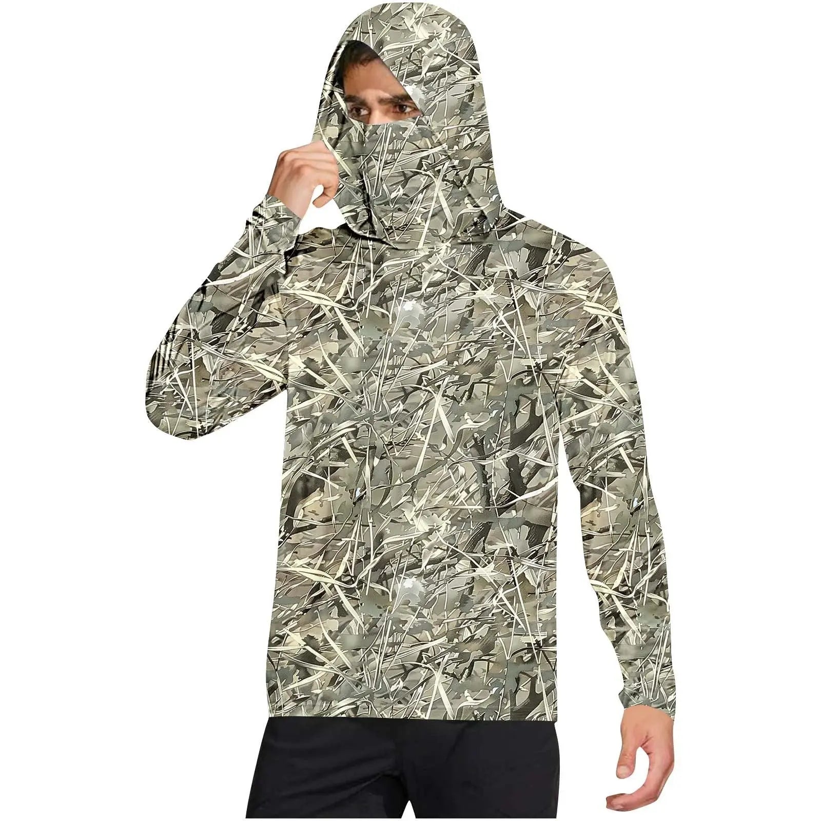 Dark gray camouflage outdoor climbing ice-silk sun-protection clothing by Dropshipman for cross-border sports and outdoor activities.