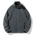 Dark gray double-sided fleece jacket by Dropshipman featuring coral and polar fleece for warmth and comfort.