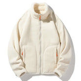 Dark gray double-sided coral fleece and polar fleece jacket by Dropshipman, showing the soft, cozy fabric and stylish design.