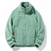 Dark gray double-sided fleece jacket by Dropshipman featuring coral fleece and polar fleece for warmth.