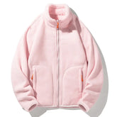 Dark gray double-sided coral fleece and polar fleece jacket by Dropshipman, showing the cozy, plush fabric on both sides.