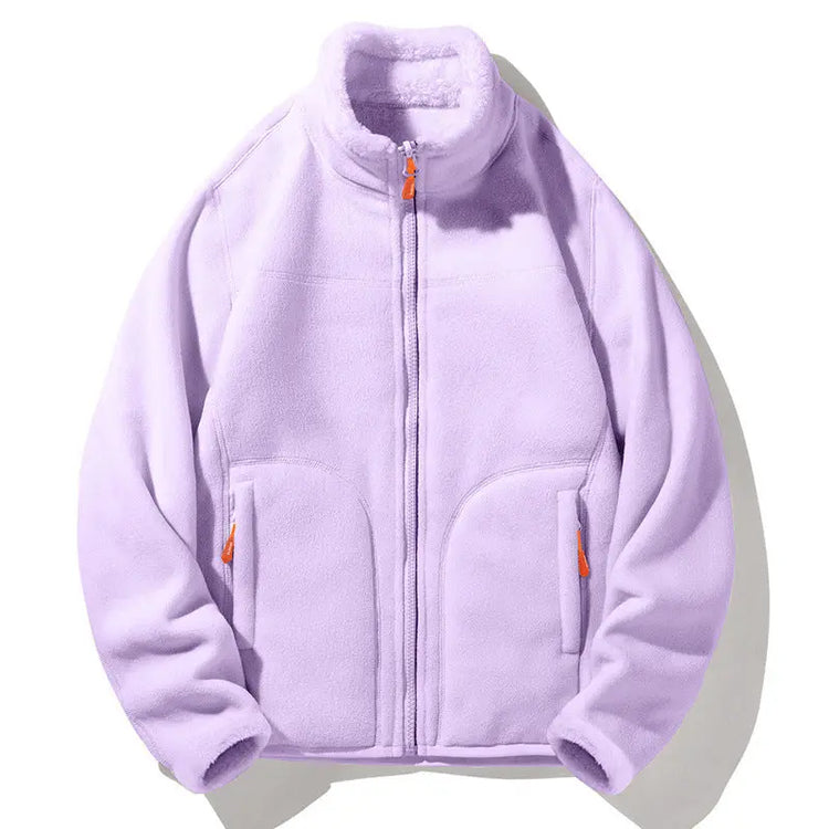 Dark gray double-sided coral fleece and polar fleece jacket by Dropshipman, showcasing its cozy, layered fabric design.