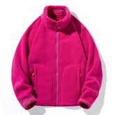 Dark gray double-sided coral fleece and polar fleece jacket by Dropshipman, showcasing cozy, warm, and versatile layered outerwear.
