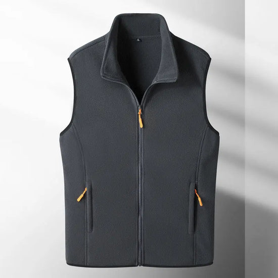 Dark gray Japanese fishing couple vest by Dropshipman, polar fleece jacket designed for warmth and outdoor fishing activities.
