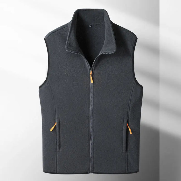 Dark gray Japanese fishing couple vest by Dropshipman, polar fleece jacket designed for warmth and outdoor fishing activities.