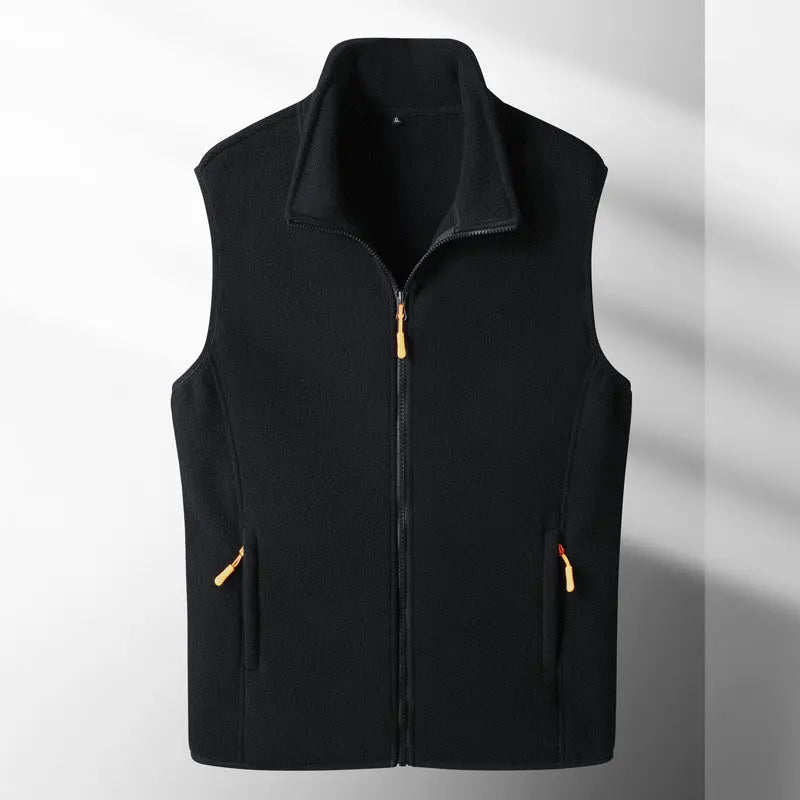 Dark gray Japanese fishing couple vest by Dropshipman, warm polar fleece jacket with a cozy, insulated design for outdoor fishing.
