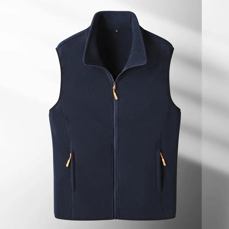 Dark gray Japanese fishing suit couple vest made by Dropshipman, featuring polar fleece for warmth and outdoor fishing comfort.