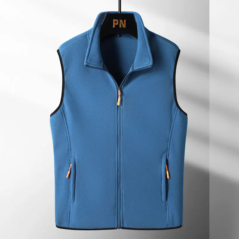 Dark gray Japanese fishing suit couple vest, polar fleece jacket, warm and cozy for fishing or outdoor activities.