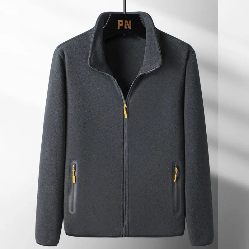 Dark gray Japanese fishing suit couple vest with polar fleece lining, warm jacket by Dropshipman, designed for outdoor winter fishing.