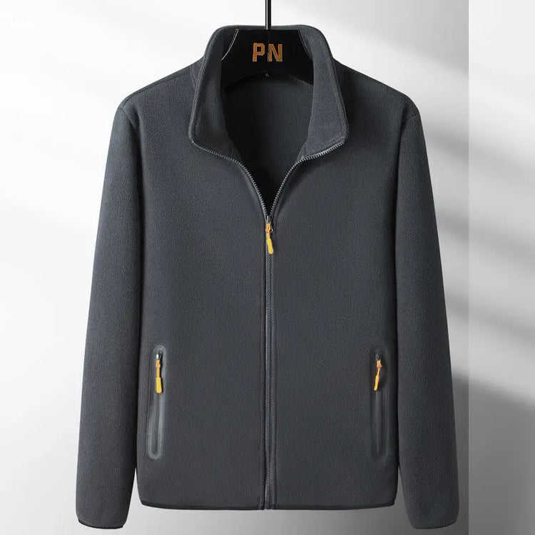 Dark gray Japanese fishing suit couple vest with polar fleece lining, warm jacket by Dropshipman, designed for outdoor winter fishing.